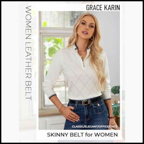 PU Leather Belt with Gold Buckle for Dresses Jeans Pants Waist